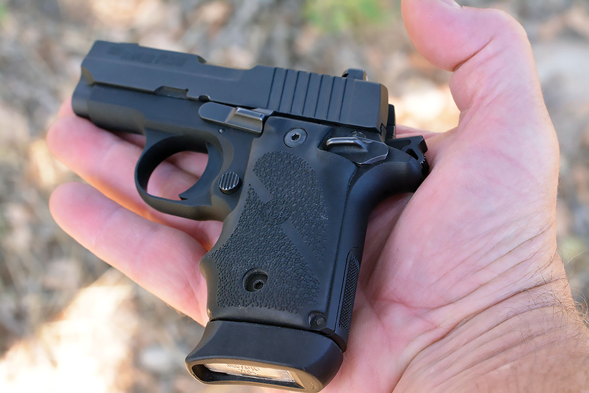 The SIG Sauer P238 is a compact pocket pistol that offers respectable power and is easy to control during rapid-fire.